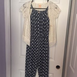 Little girls blue/tan jumper